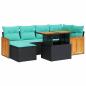 Preview: 7-tlg. Garten-Sofagarnitur mit Kissen Braun Poly Rattan Akazie