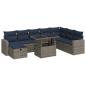 Preview: 9-tlg. Garten-Sofagarnitur mit Kissen Grau Poly Rattan