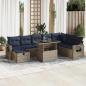 Preview: ARDEBO.de - 9-tlg. Garten-Sofagarnitur mit Kissen Grau Poly Rattan Akazie