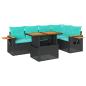 Preview: 6-tlg. Garten-Sofagarnitur mit Kissen Schwarz Poly Rattan