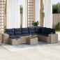 Preview: ARDEBO.de - 9-tlg. Garten-Sofagarnitur mit Kissen Grau Poly Rattan