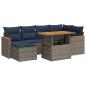 Preview: 7-tlg. Garten-Sofagarnitur mit Kissen Grau Poly Rattan