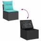 Preview: 6-tlg. Garten-Sofagarnitur mit Kissen Schwarz Poly Rattan