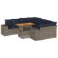 Preview: 9-tlg. Garten-Sofagarnitur mit Kissen Grau Poly Rattan