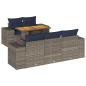 Preview: 6-tlg. Garten-Sofagarnitur mit Kissen Grau Poly Rattan