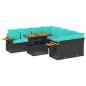 Preview: 9-tlg. Garten-Sofagarnitur mit Kissen Schwarz Poly Rattan