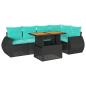 Preview: 6-tlg. Garten-Sofagarnitur mit Kissen Schwarz Poly Rattan