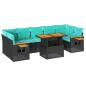 Preview: 8-tlg. Garten-Sofagarnitur mit Kissen Schwarz Poly Rattan