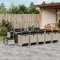 Preview: ARDEBO.de - 15-tlg. Garten-Essgruppe mit Kissen Hellgrau Poly Rattan