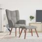 Preview: ARDEBO.de - Relaxsessel mit Hocker Hellgrau Samt