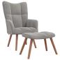 Preview: Relaxsessel mit Hocker Hellgrau Samt