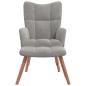 Preview: Relaxsessel mit Hocker Hellgrau Samt