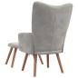 Preview: Relaxsessel mit Hocker Hellgrau Samt