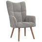Preview: Relaxsessel mit Hocker Hellgrau Samt