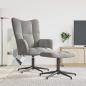 Preview: ARDEBO.de - Relaxsessel mit Hocker Hellgrau Samt