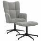 Preview: Relaxsessel mit Hocker Hellgrau Samt