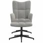 Preview: Relaxsessel mit Hocker Hellgrau Samt
