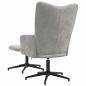 Preview: Relaxsessel mit Hocker Hellgrau Samt