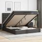 Preview: ARDEBO.de - Ottoman-Bett mit Matratze & LEDs Schwarz 180x200 cm Kunstleder