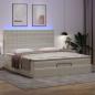 Preview: Ottoman-Bett mit Matratzen & LEDs Weiß 200x200 cm Kunstleder
