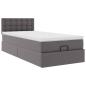 Preview: Ottoman-Bett mit Matratzen & LEDs Grau 90x190 cm Kunstleder