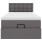 Preview: Ottoman-Bett mit Matratzen & LEDs Grau 90x190 cm Kunstleder