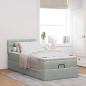 Preview: Ottoman-Bett mit Matratze & LEDs Hellgrau 90x190 cm Samt