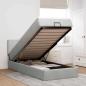Preview: ARDEBO.de - Ottoman-Bett mit Matratze & LEDs Hellgrau 90x190 cm Samt