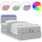 Preview: Ottoman-Bett mit Matratze & LEDs Hellgrau 90x190 cm Samt