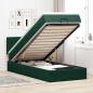 Preview: ARDEBO.de - Ottoman-Bett mit Matratze & LEDs Dunkelgrün 90x190 cm Samt