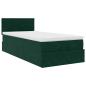 Preview: Ottoman-Bett mit Matratze & LEDs Dunkelgrün 90x190 cm Samt