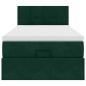 Preview: Ottoman-Bett mit Matratze & LEDs Dunkelgrün 90x190 cm Samt
