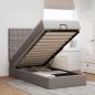 Preview: ARDEBO.de - Ottomane Bett mit Matratze & LEDs Taupe 90x200 cm Stoff