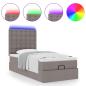 Preview: Ottomane Bett mit Matratze & LEDs Taupe 90x200 cm Stoff