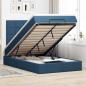 Preview: ARDEBO.de - Ottoman-Bett mit Matratze & LEDs Blau 120x190 cm Stoff