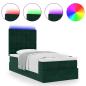 Preview: Ottoman-Bett mit Matratzen & LEDs Dunkelgrün 90x190 cm Samt