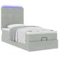 Preview: Ottoman-Bett mit Matratzen & LEDs Hellgrau 90x190 cm Samt