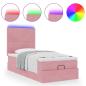 Preview: Ottoman-Bett mit Matratzen & LEDs Rosa 80x200 cm Samt