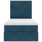 Preview: Ottoman-Bett mit Matratzen & LEDs Dunkelblau 90x190 cm Samt
