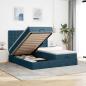 Preview: ARDEBO.de - Ottoman-Bett mit Matratzen & LEDs Dunkelblau 160x200 cm Samt
