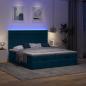 Preview: Ottoman-Bett mit Matratzen & LEDs Dunkelblau 160x200 cm Samt