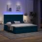 Preview: Ottoman-Bett mit Matratzen & LEDs Dunkelblau 160x200 cm Samt