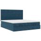 Preview: Ottoman-Bett mit Matratzen & LEDs Dunkelblau 160x200 cm Samt