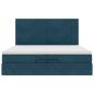 Preview: Ottoman-Bett mit Matratzen & LED Dunkelblau 200x200 cm Samt
