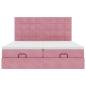 Preview: Ottoman-Bett mit Matratzen & LEDs Rosa 160x200 cm Samt