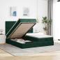 Preview: ARDEBO.de - Ottoman-Bett mit Matratzen & LEDs Dunkelgrün 160x200 cm Samt