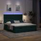 Preview: Ottoman-Bett mit Matratzen & LEDs Dunkelgrün 160x200 cm Samt