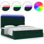 Preview: Ottoman-Bett mit Matratzen & LEDs Dunkelgrün 160x200 cm Samt