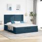 Preview: Ottoman-Bett mit Matratzen Dunkelblau 200x200 cm Samt