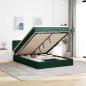 Preview: ARDEBO.de - Ottoman-Bett mit Matratze & LEDs Dunkelgrün 140x190 cm Samt